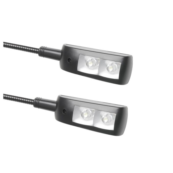 Adam Hall SLED 2 Pro Dual Gooseneck Music Stand Lamp, Black LEDs