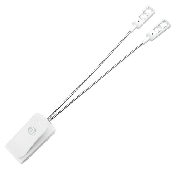 Adam Hall SLED 2 Pro Dual Gooseneck Music Stand Lamp, White Straightened