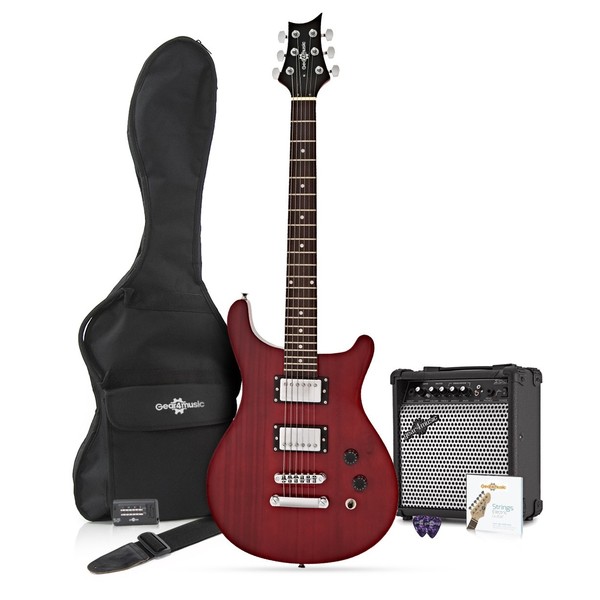 Pasadena Electric Guitar by Gear4music + 15W Amp Pack, Trans Red