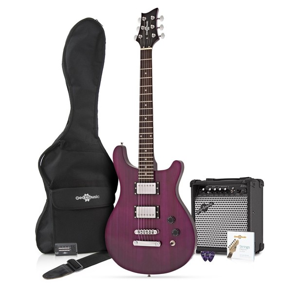 Pasadena Electric Guitar by Gear4music + Complete Pack, Trans Purple