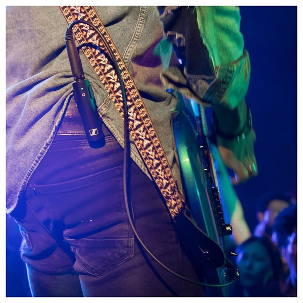 Sennheiser XSW-D Digital Wireless System, Instrument Base Set, Application Shot Mounted in Belt Clip Close Up
