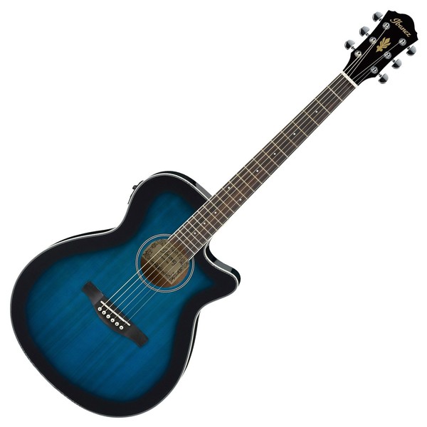 Ibanez AEG8E Electro, Transparent Blue Sunburst Front View