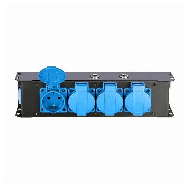 Adam Hall Proport IP54 Rated Power Strip, 4 Blue EU Sockets Open Socket