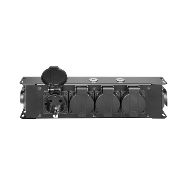 Adam Hall Proport IP54 Rated Power Strip, 4 Black EU Sockets Open Socket