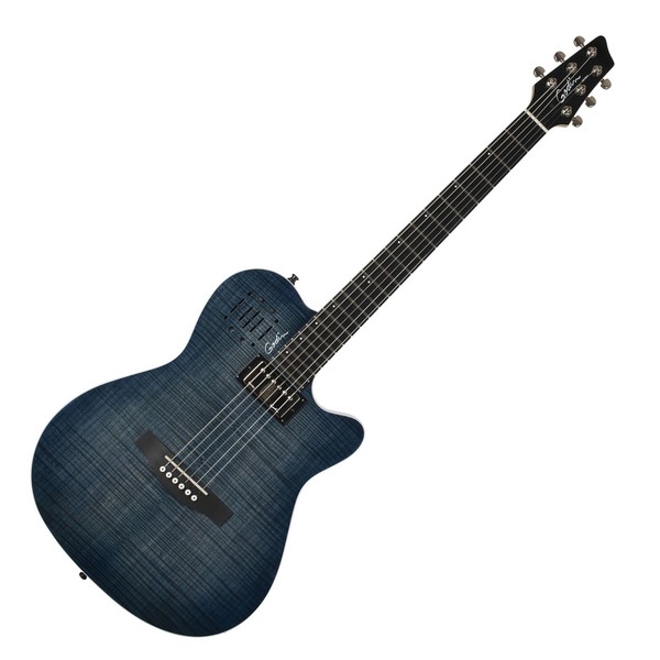 Godin A6 Ultra, Denim Blue Flame Front 