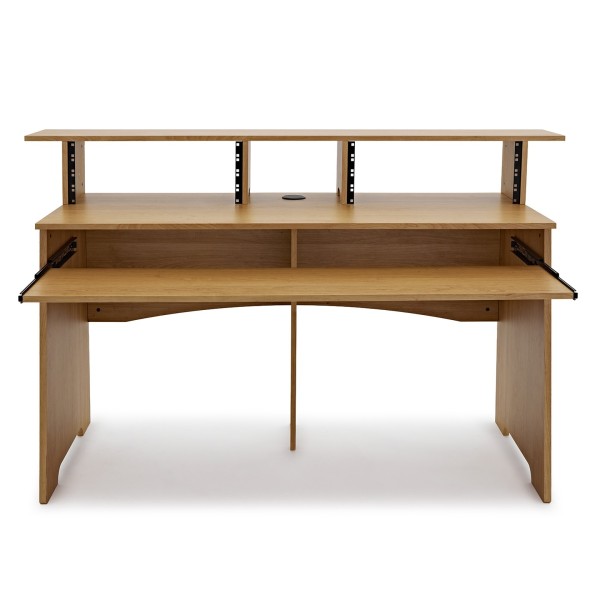 modul 3-Tier Pro Audio 8U Studio Desk, Light Oak at Gear4music