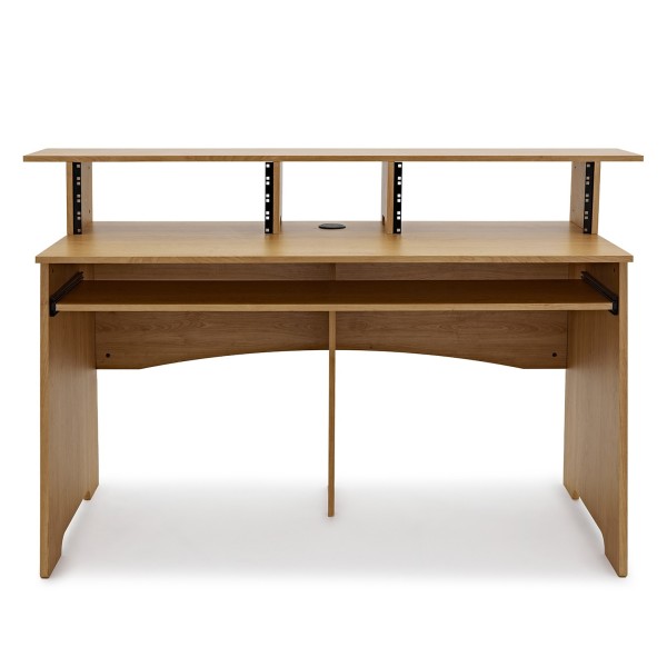 modul 3-Tier Pro Audio 8U Studio Desk, Light Oak at Gear4music