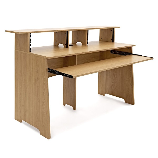 modul 3-Tier Pro Audio 8U Studio Desk, Light Oak