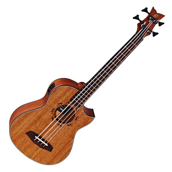 Ortega LIZZY-PRO Electro Uke Bass, Natural Dark Brown Front View