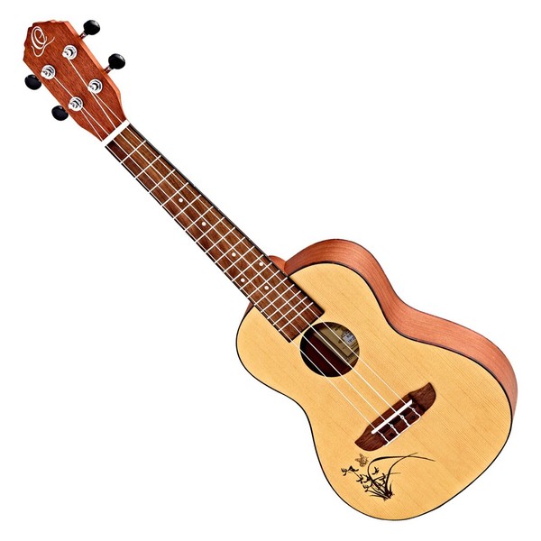 Ortega RU5-L Bonfire Concert Ukulele Left Handed, Natural Front View