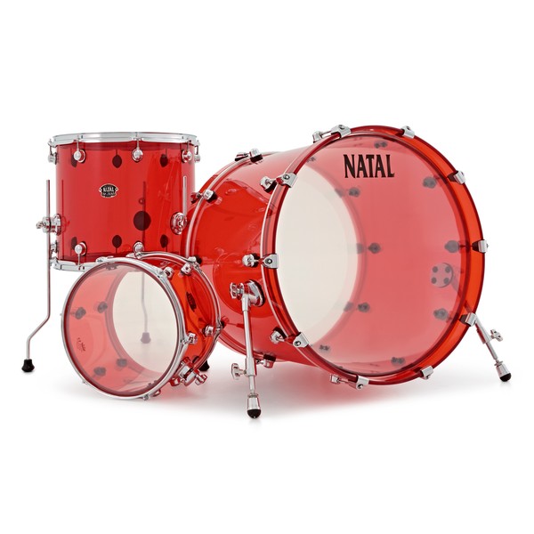 Natal Arcadia Acrylic 22" 3 Piece Shell Pack, Transparent Red shell