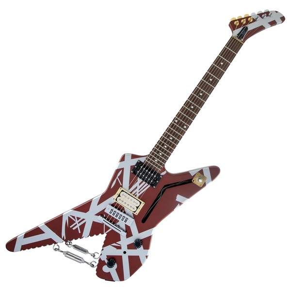 EVH Striped Series Shark, Red w/ White Stripes