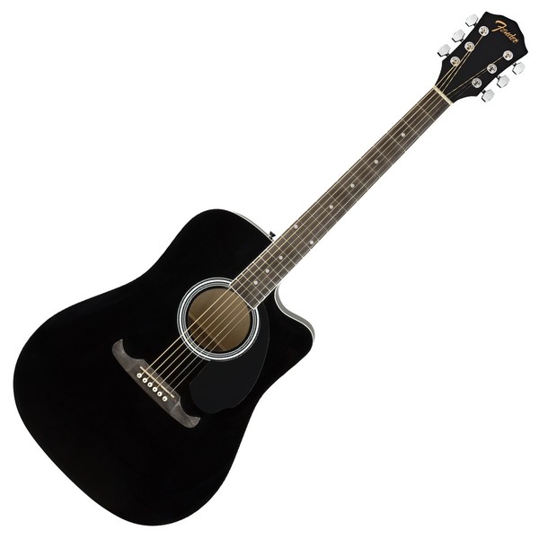 Fender FA-125CE Dreadnought Electro Acoustic, Black Front View