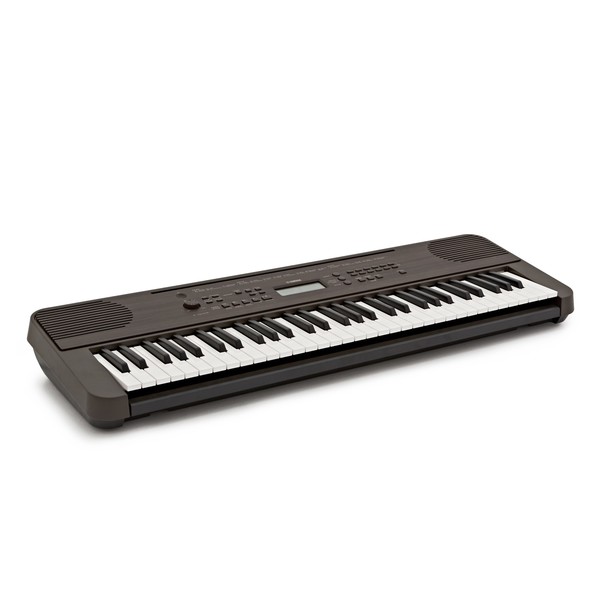 Yamaha PSR E360 Portable Keyboard, Dark Walnut, angle