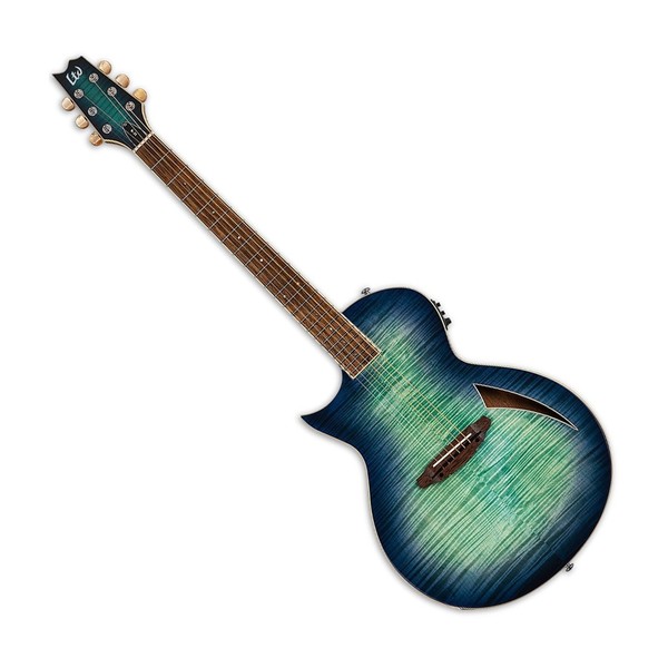 ESP LTD TL-6FM Electro Acoustic Left Handed, Aqua Marine Burst Front View