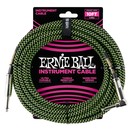 Ernie Ball 6077 10ft Straight-Angle Instrument Cable, Black/Green