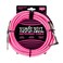 Ernie Ball P06078 10ft Straight-Angle Braided Cable, Neon Pink