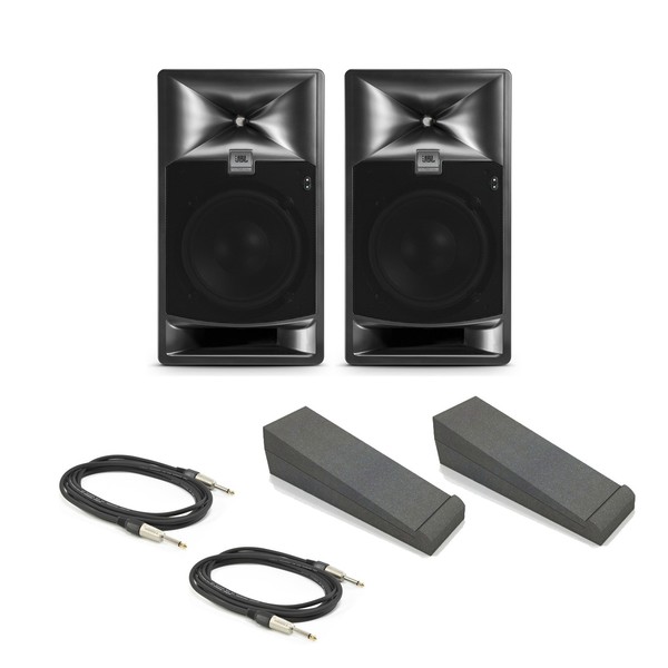 JBL 708P Studio Monitor Pair with ISO Pads and Cables