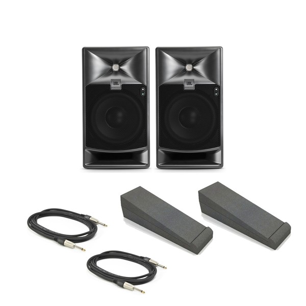 JBL 705P Studio Monitor Pair with ISO Pads and Cables