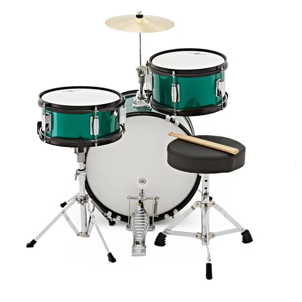 Junior 3 Piece Drum Kit by Gear4music, Green