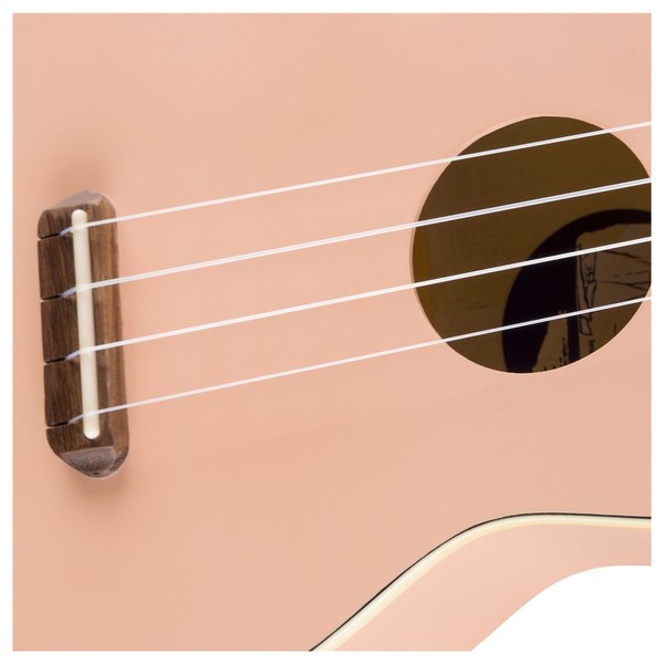 Fender Venice Soprano Ukulele WN, Shell Pink - Bridge and Strings