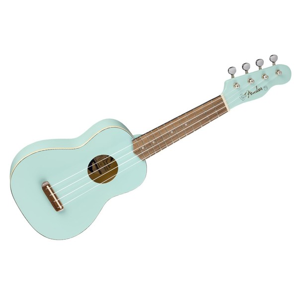 Fender Venice Soprano Ukulele WN, Daphne Blue - Angle