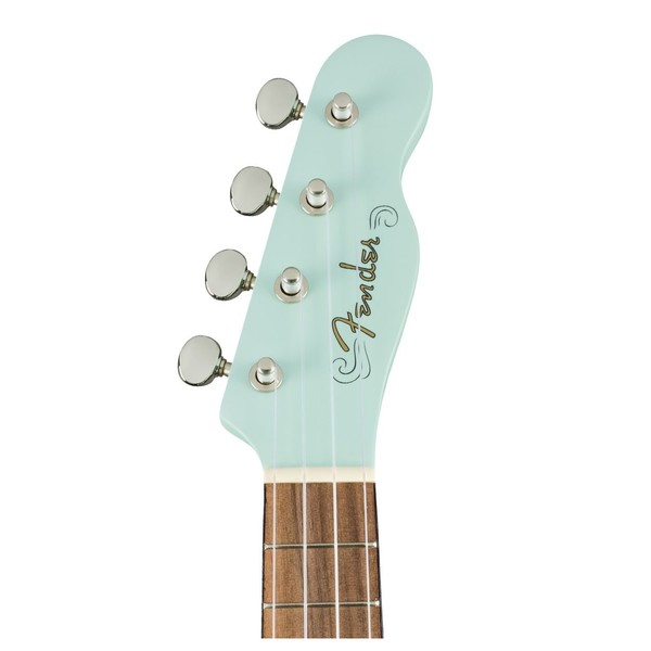 Fender Venice Soprano Ukulele WN, Daphne Blue - Headstock