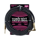 Ernie Ball 18ft Straight-Angle Braided Instrument Cable, Black/Gold