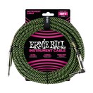 Ernie Ball P06082 18ft Straight-Angle Braided Cable, Black/Green