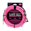 Ernie Ball P06083 18ft Straight-Angle Braided Cable, Neon Pink