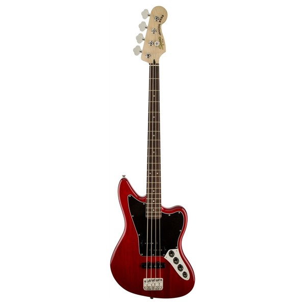 Squier Vintage Modified Jaguar Bass Special, Crimson Red Transparent front view