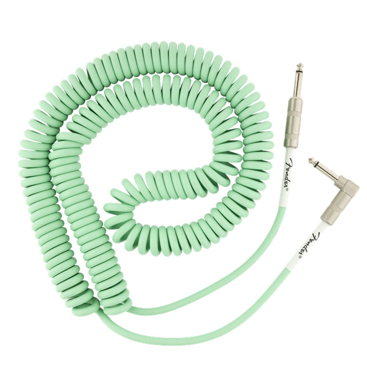 Câble Pour Instrument Fender Contour Series 15 Pieds (4,5 M) - Seafoam Green, Blindage Hélicoïdal, Connecteurs Nickelés