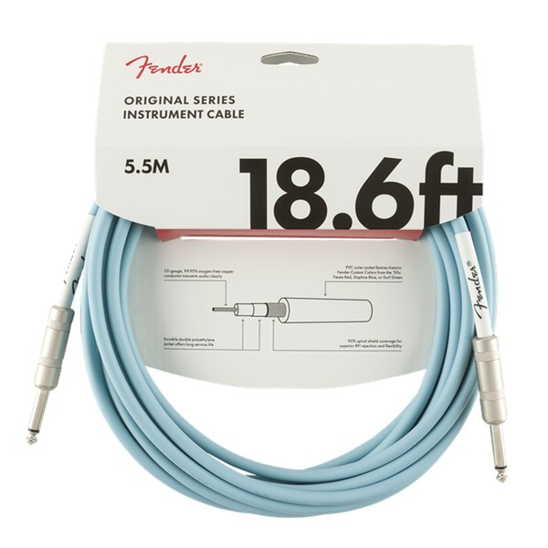 Fender Original 18.6ft Straight Instrument Cable, Daphne Blue Boxed