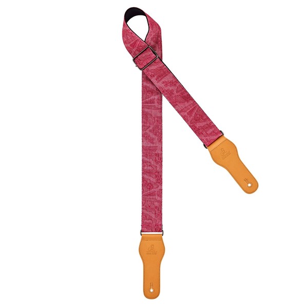 Ortega OCS-320 Spring Series Guitar Strap, Pink Jean Front View