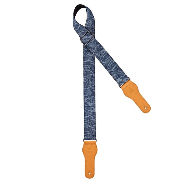 Ortega OCS-350 Spring Series Guitar Strap, Blue Jean Front View