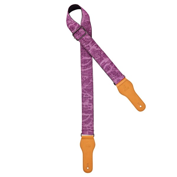 Ortega OCS-360 Spring Series Guitar Strap, Purple Jean Front View