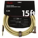 Fender Deluxe 15ft Straight/Angle Instrument Cable, Tweed