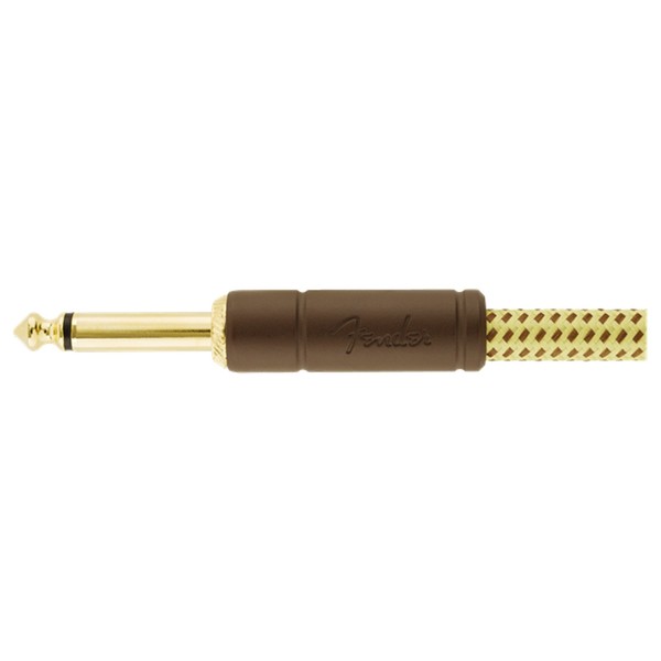 Fender Deluxe 15ft Straight/Angle Instrument Cable, Tweed - Jack 2