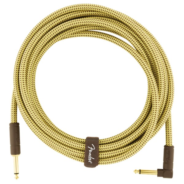 Fender Deluxe 15ft Straight/Angle Instrument Cable, Tweed - Cable