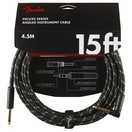 Fender Deluxe 15ft Straight/Angle Instrument Cable, Black Tweed