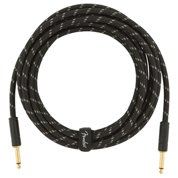 Fender Deluxe 15ft Straight Instrument Cable, Black Tweed - Cable