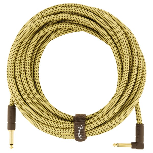 Fender Deluxe 25ft Straight/Angle Instrument Cable, Tweed - Cable