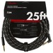 Fender Deluxe 25ft Straight/Angle Instrument Cable, Black Tweed - Pack
