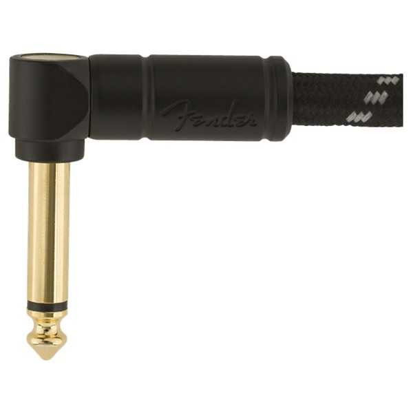 Fender Deluxe 25ft Straight/Angle Instrument Cable, Black Tweed - Jack