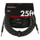 Fender Deluxe 25ft Straight Instrument Cable, Black Tweed