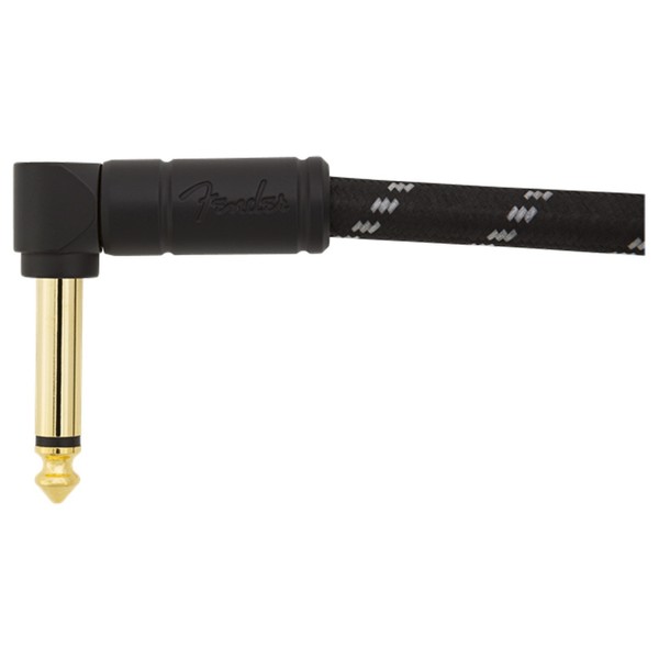 Fender Deluxe 3ft Angle Instrument Cable, Black Tweed - Jack