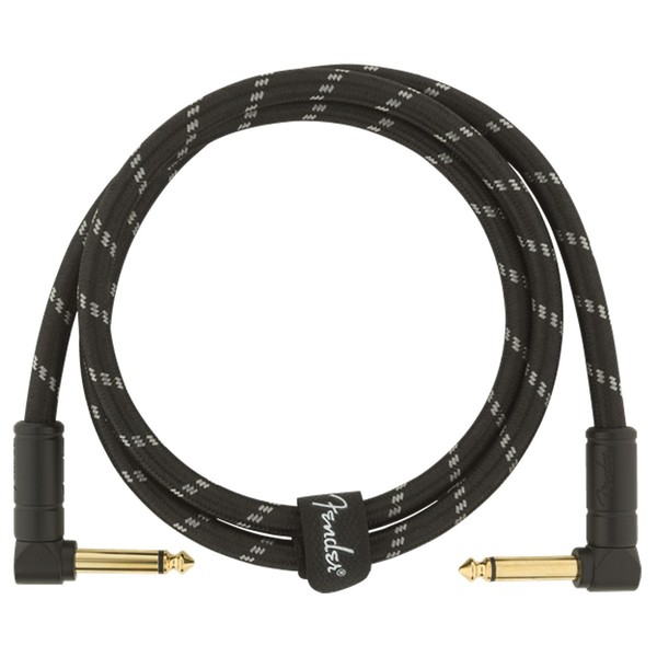 Fender Deluxe 3ft Angle Instrument Cable, Black Tweed - Cable