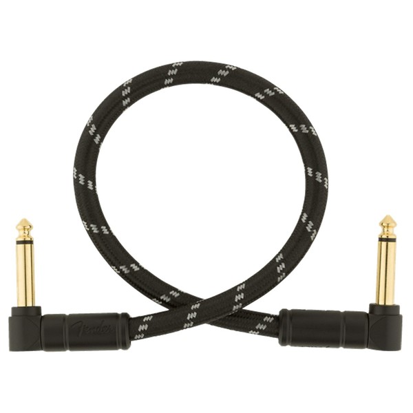 Fender Deluxe 1ft Angle Instrument Cable, Black Tweed - Cable