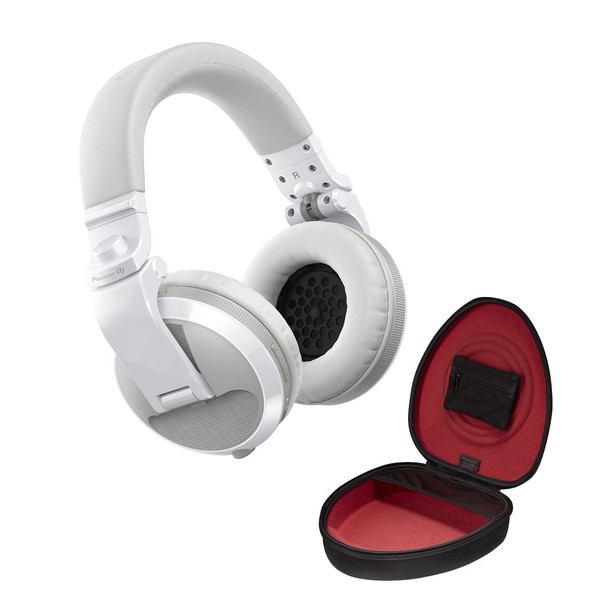 Pioneer HDJ-X5BT Bluetooth DJ Headphones, White with Case