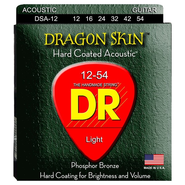 DR Strings Dragon Skin K3 Coated Acoustic Strings 2-Pack Med, 12-54 - pack